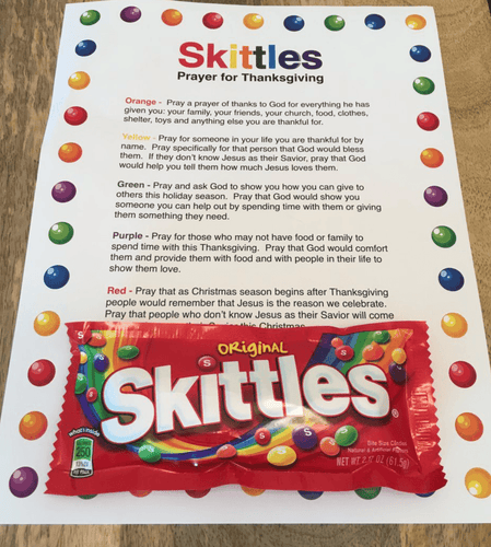 Skittles Thanksgiving Prayer