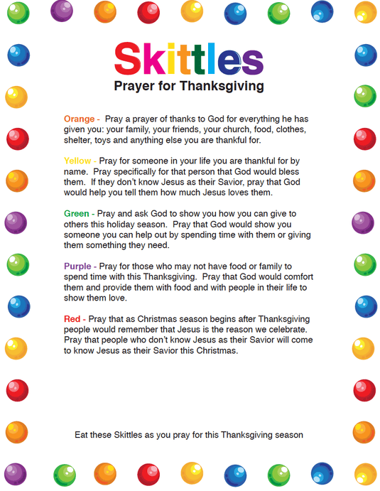 Skittles Thanksgiving Prayer