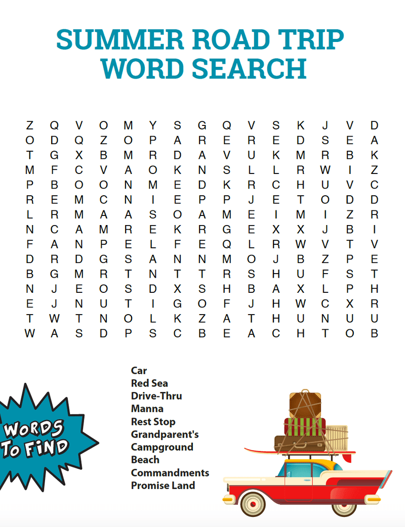 Summer Road Trip Word Search