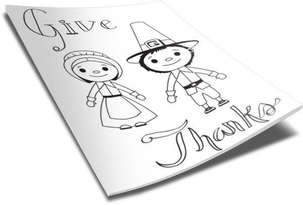 Load image into Gallery viewer, FREE Thanksgiving Coloring Page - Pilgrims
