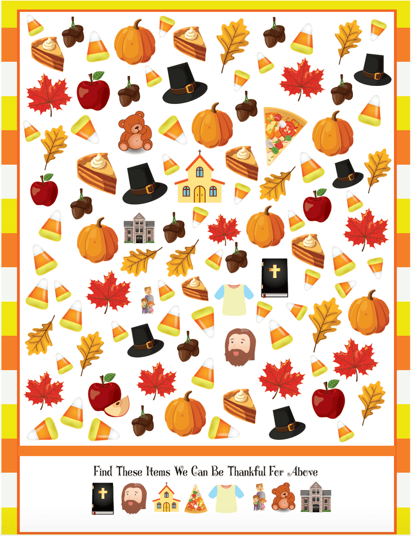 Thanksgiving Seek and Find Worksheet - Children's Ministry Deals