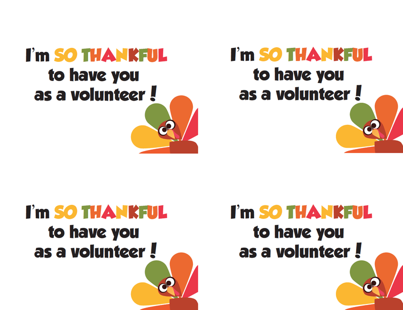 Thanksgiving Thank You Notes for Volunteers