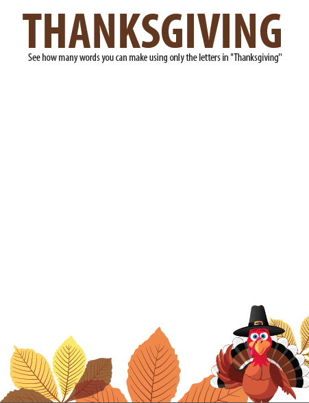 FREE Thanksgiving Jumble