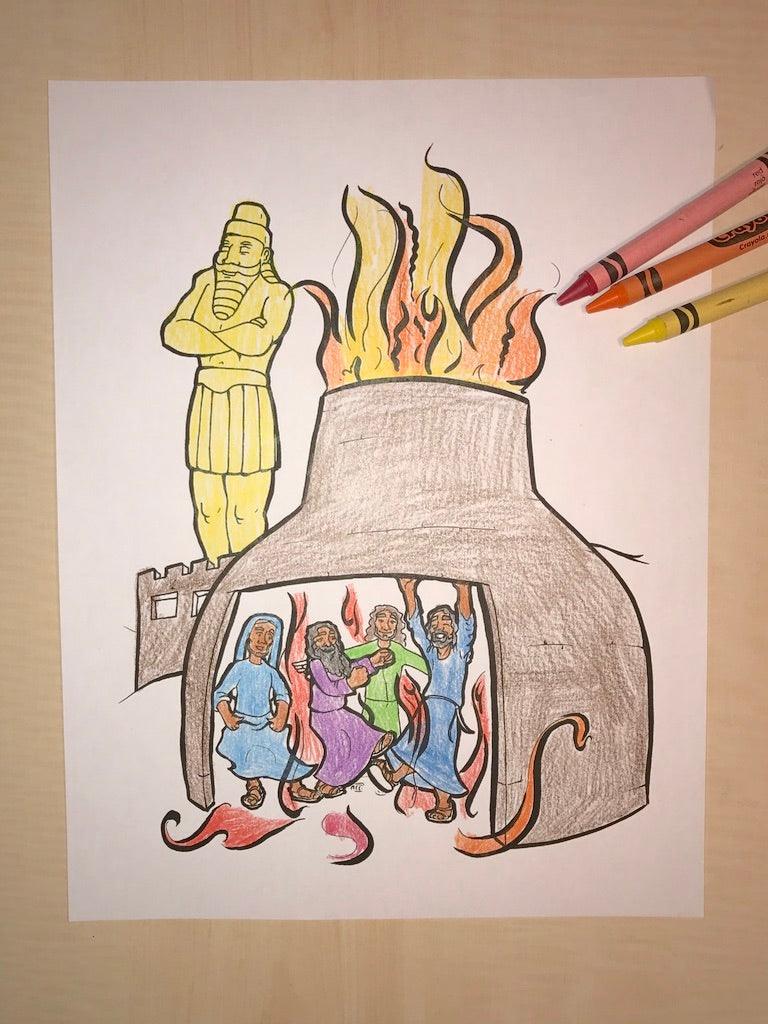 Load image into Gallery viewer, The Fiery Furnace Coloring Page
