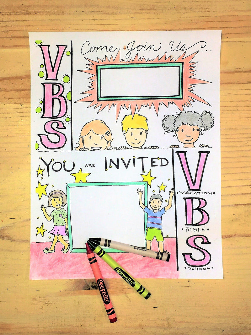 Load image into Gallery viewer, FREE VBS Invitation Coloring Page

