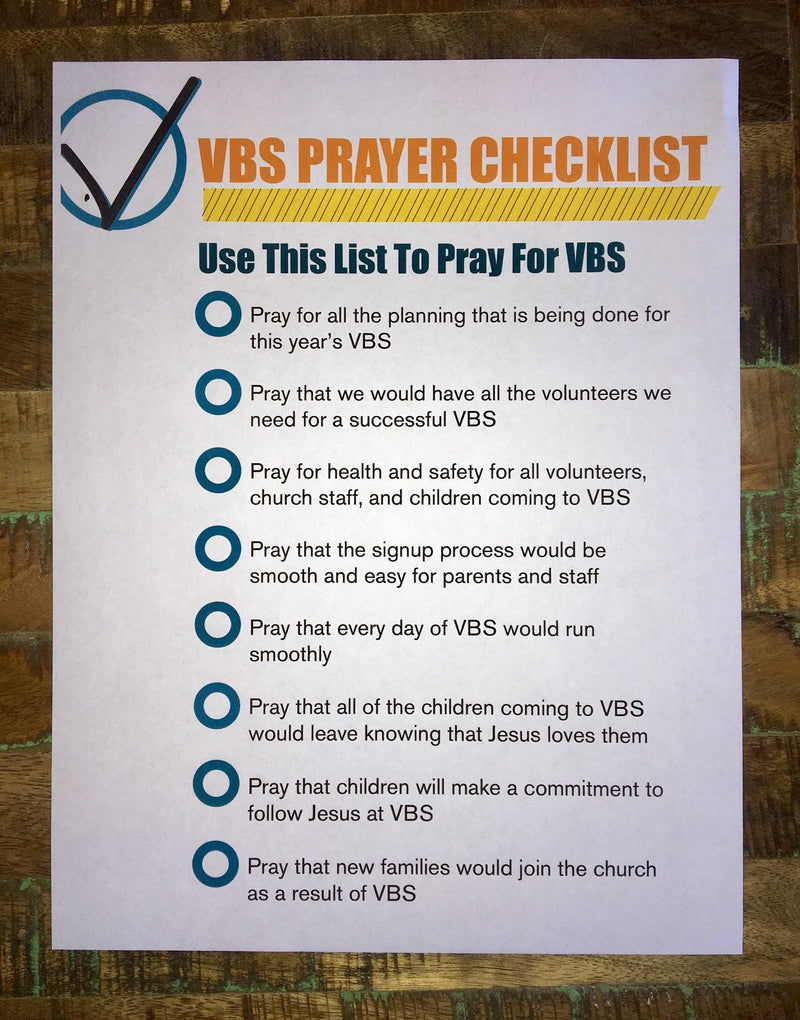 VBS Prayer Checklist