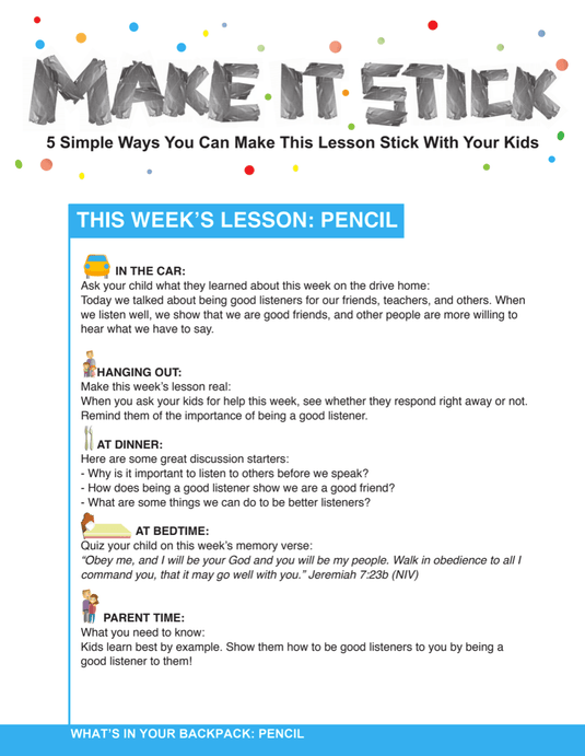 What's In Your Backpack 4-Week Children's Ministry Curriculum - Children's Ministry Deals