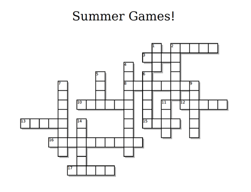 FREE Olympics Crossword Puzzle